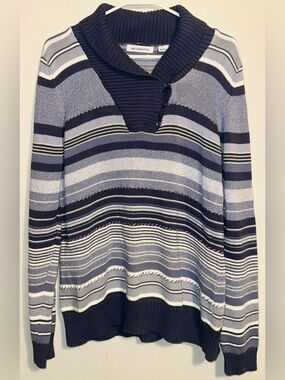 Liz Claiborne Blue and White Knit Sweater